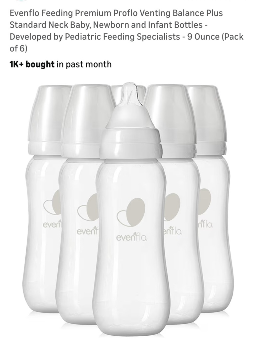 Evenflo Balance Baby Bottles 6pk Standard size 9oz NEW